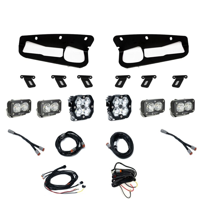 Ford Bronco Squadron Pro Lights - Baja Designs - 2.0 Pro (Spot) / S2 Sport D/C W/C FPK Steel Bmpr - Clear - `21-`25